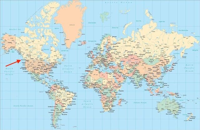 Ubicación de Vancouver en el mapa del mundo