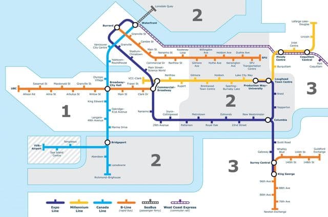 Mapa de zonas de Vancouver