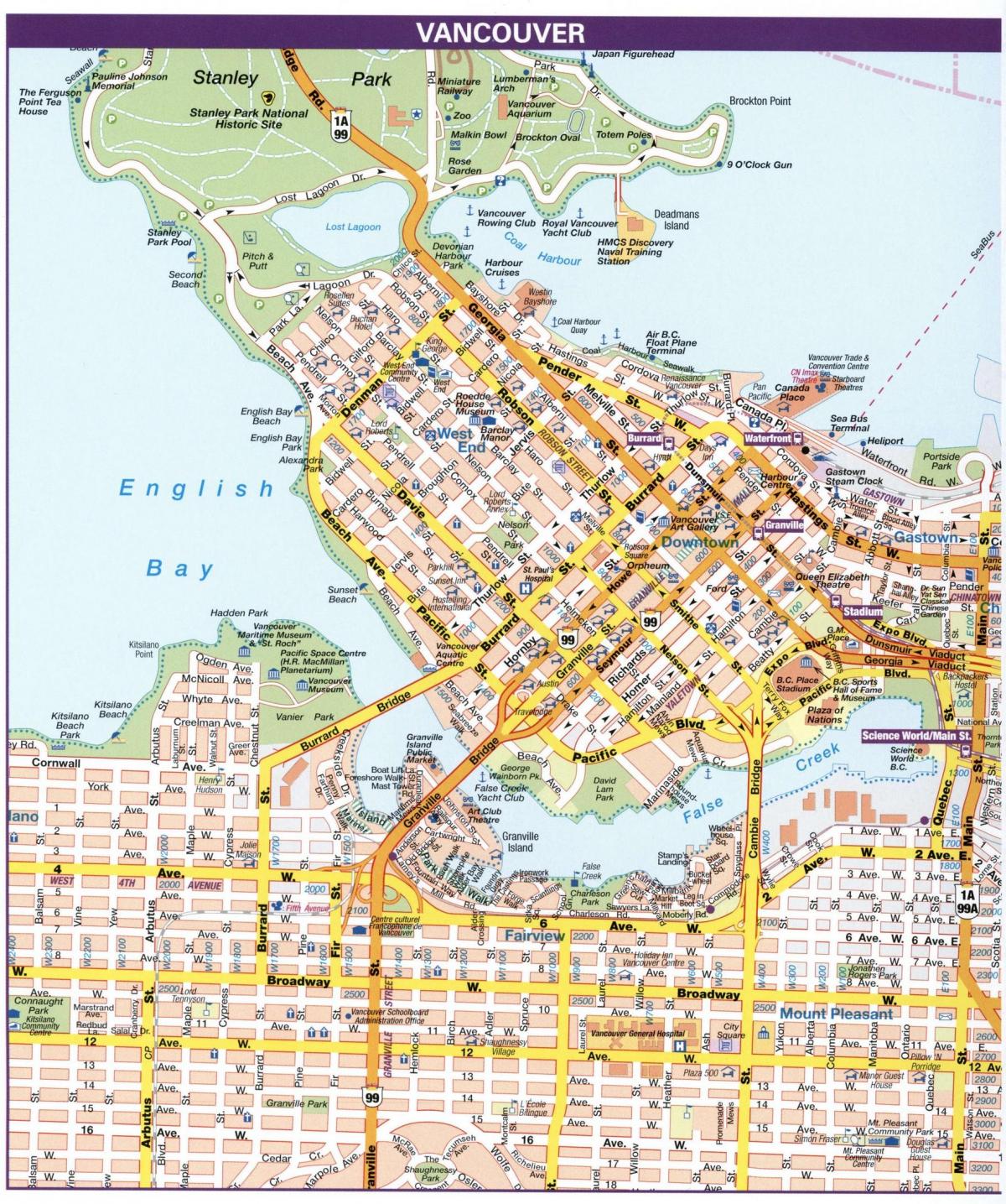 Mapa de calles de Vancouver
