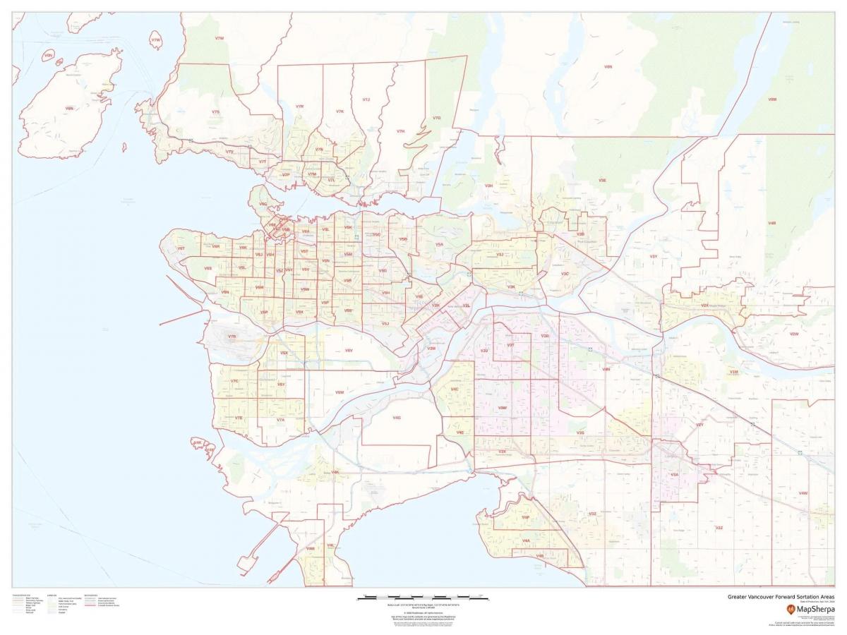 Mapa de códigos postales de Vancouver