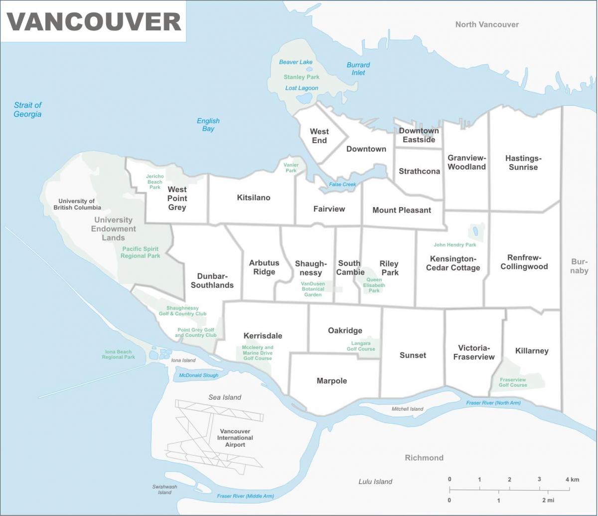 Mapa del distrito de Vancouver