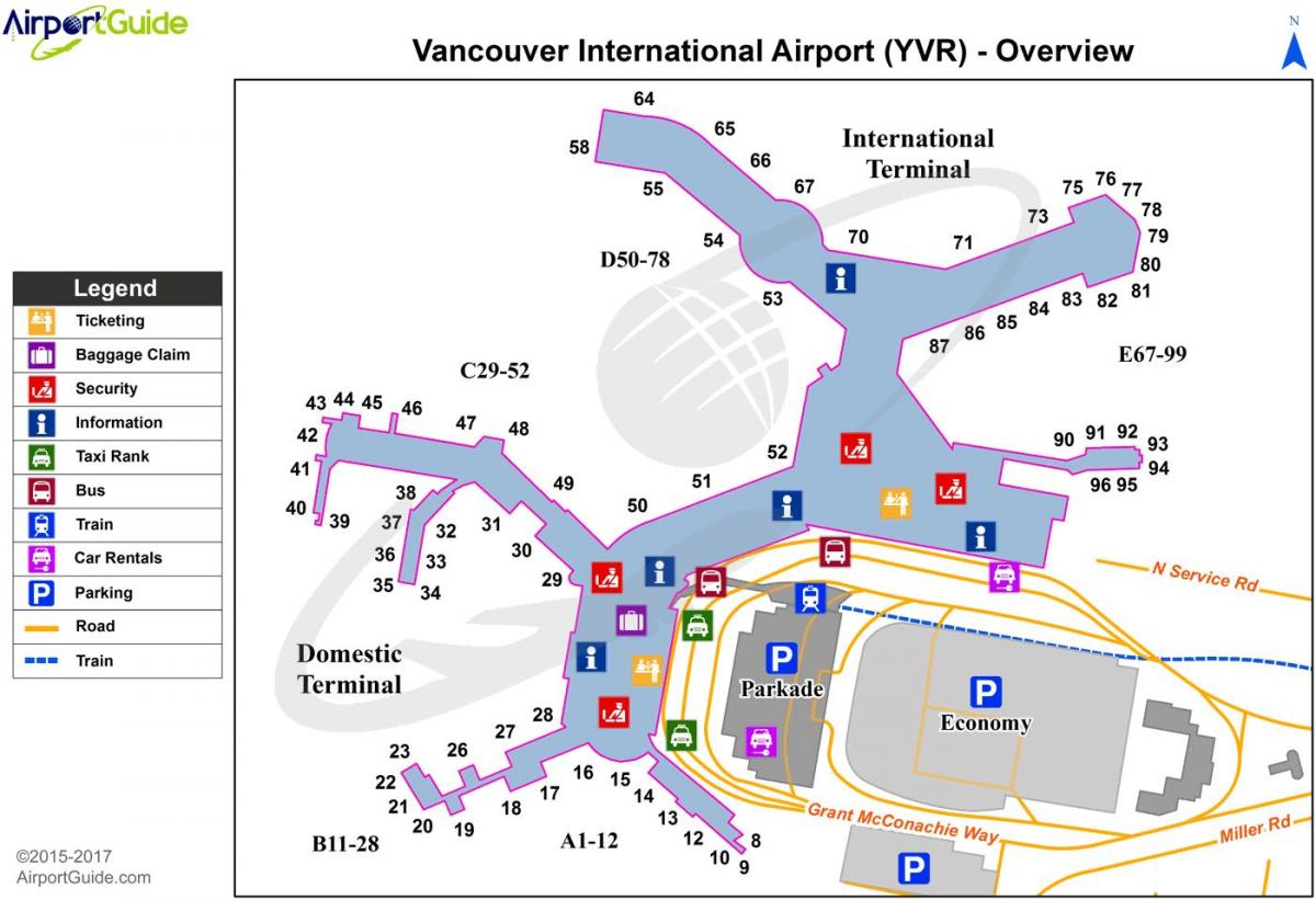 Mapa de la terminal del aeropuerto de Vancouver